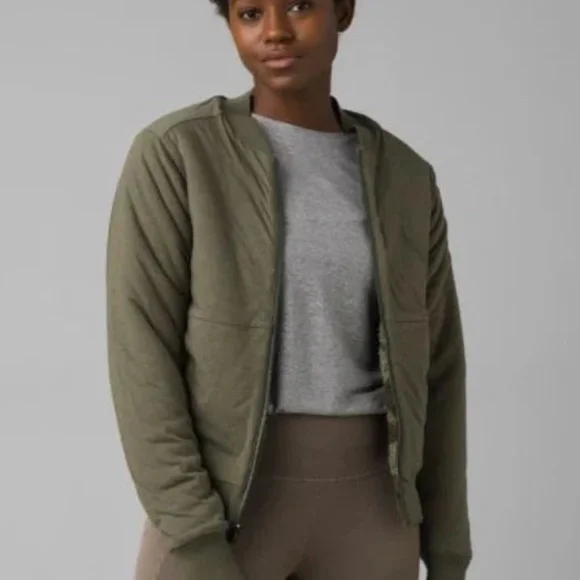 Prana Green and Brown Bomber Jacket - Picture 3 of 8